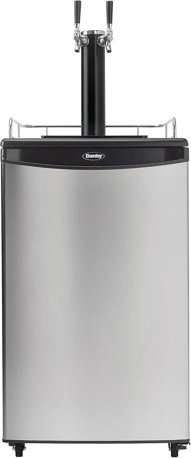 Danby DKC054A1BSL2DB 5.4 Cu.Ft. Double Tap Kegerator, Auto Defrost and Mechanical Thermostat, Keg Cooler with Scratch-Resistant