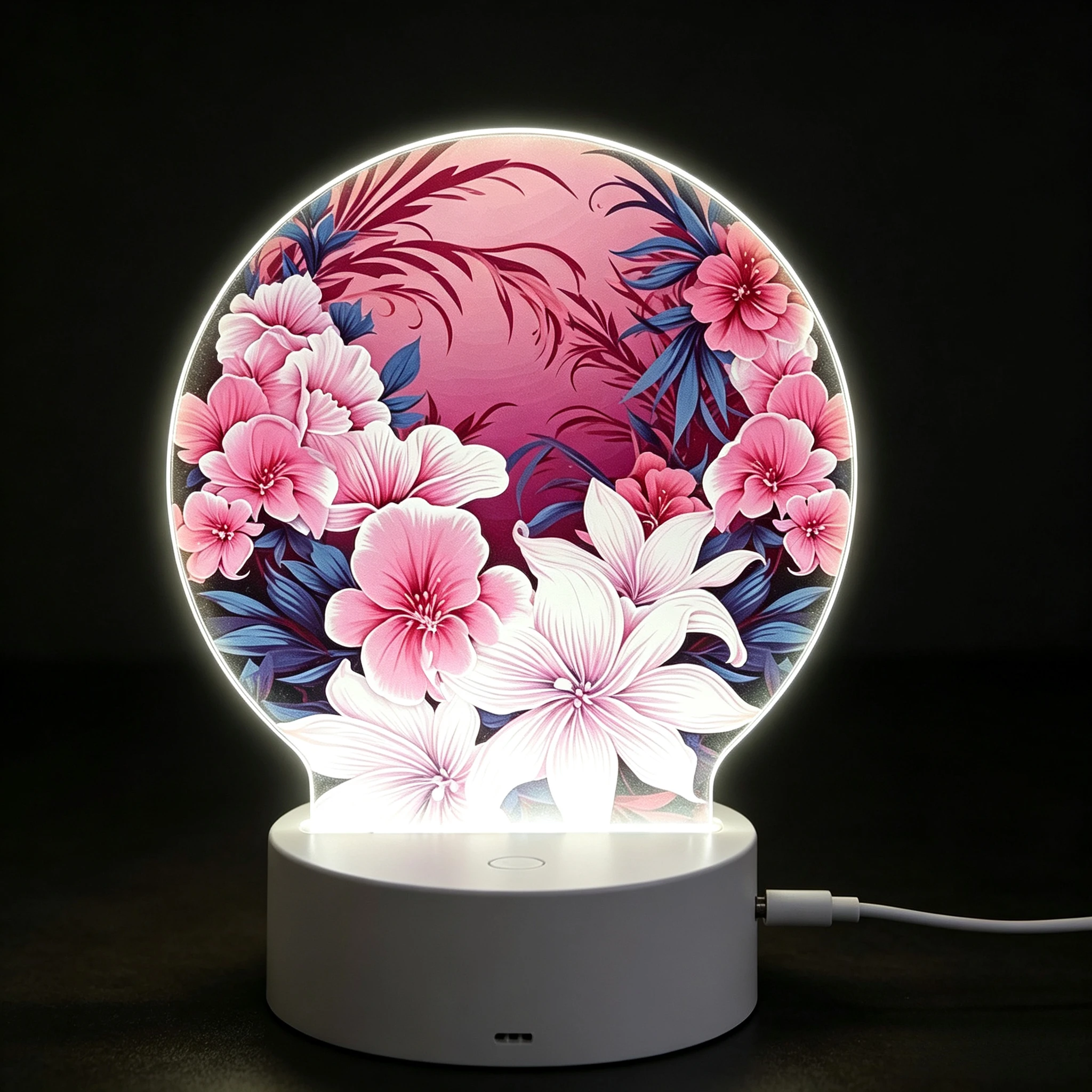 Acrylic Night Light Floral Design LED Night Lamp Modern Acrylic Nightlight for Bathroom Bedroom Restaurant Bar Decor
