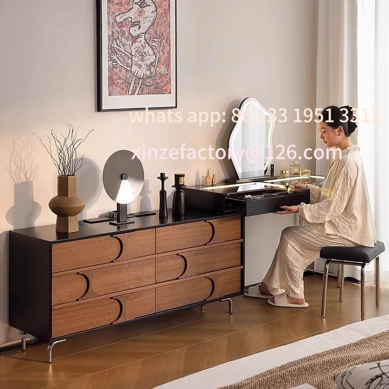 

Customizable antique solid wood dresser chest cabinet integrated small apartment dressing table bedroom dressing table retrac