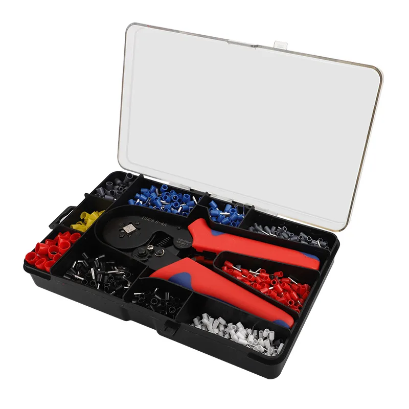 HSC8 Series Self-Adjusting Ratchet Crimping Tool With 1200pcs Ferrule Terminals Kit European-Style 6-4mm² (AWG 10-12)
