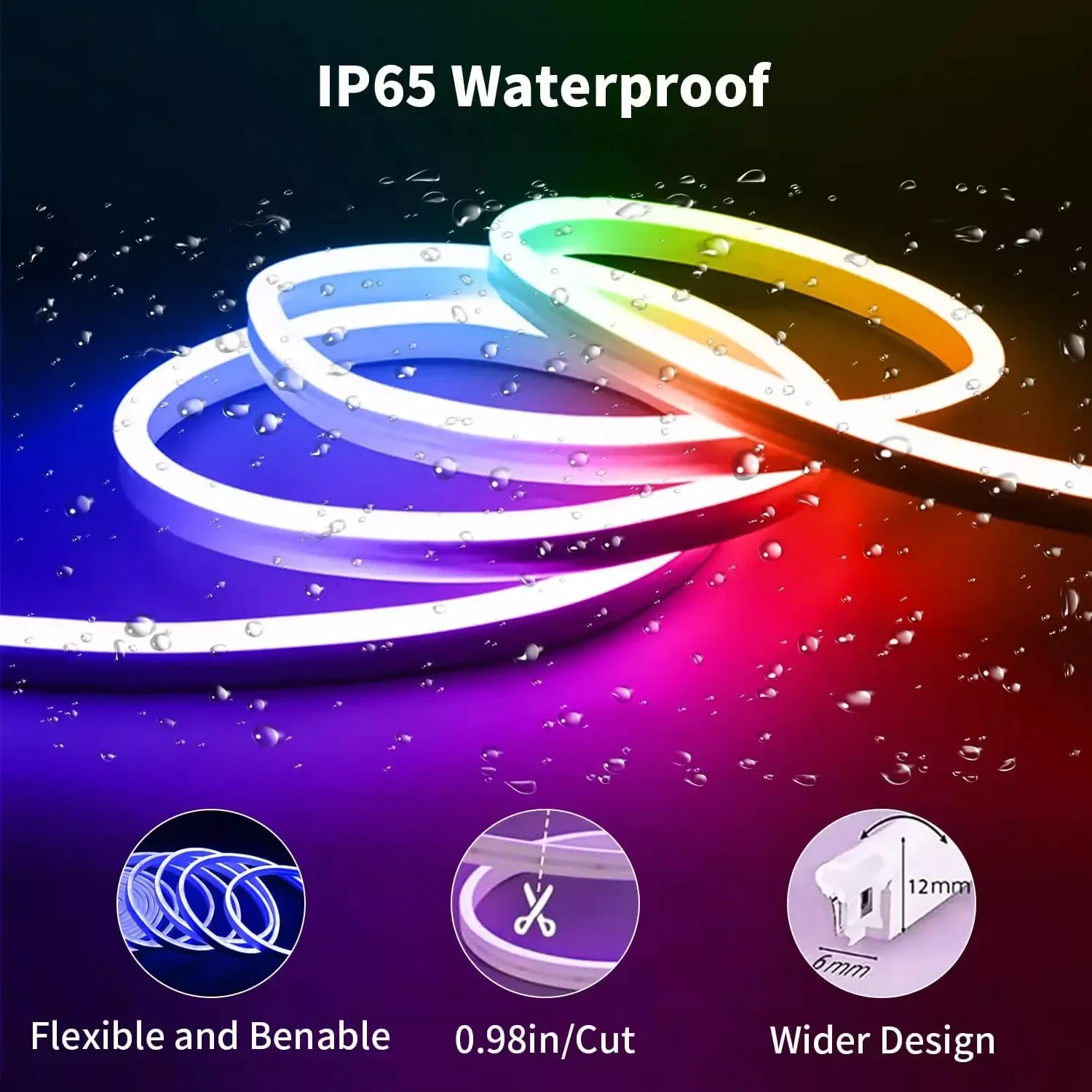 WS2812B RGB-IC Светодиодная неоновая лента USB Веревочные светильники Приложение Дистанционное управление Синхронизация музыки DIY Режимы для игровой комнаты Праздничные украшения