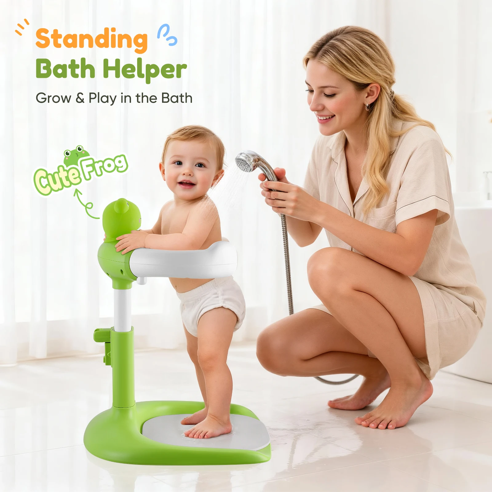 Soporte para Bañera de Bebé - Soporte Ajustable para Bañera de Bebé con Base Antideslizante, Soporte para Bañera de Niño en Lugar de Asiento de Baño para Bebé