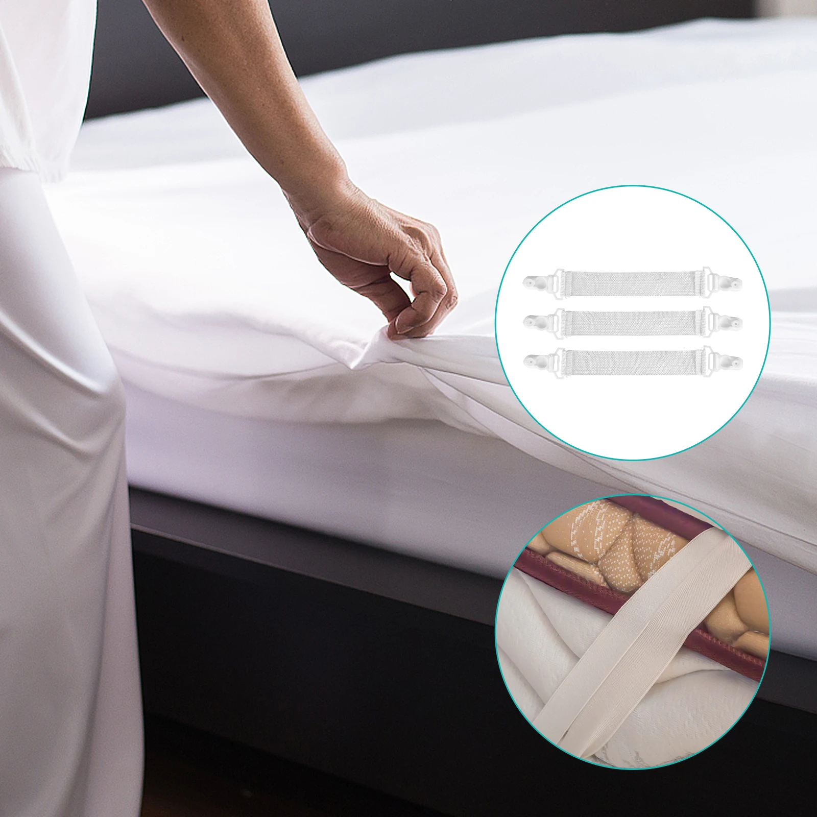 

16Pcs Sheet Fastener Clips Anti-Slip Adjustable Bed Sheet Holder Strap Mattress Clips for Fitted Flat Sheets Quilt Pads