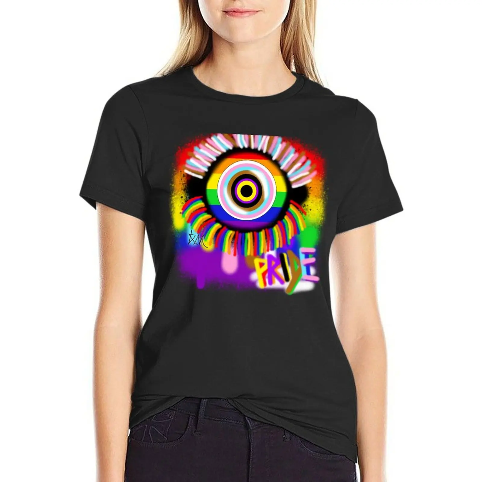 

Happy Pride - LGBTQA+ Flag Eye T-Shirt new edition anime clothes t-shirts for Women loose fit