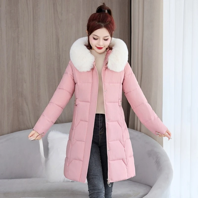

Large Size Medium Long Slim Down Cotton-padded Clothes Women's Winter Clothes Korean Version New Large Thickened Warm Jacket