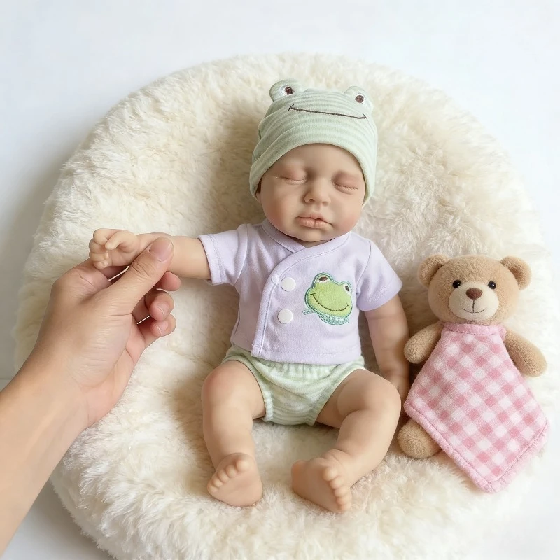 

12-дюймовая кукла-младенец девочка, мягкая на ощупь, полностью из цельного силикона