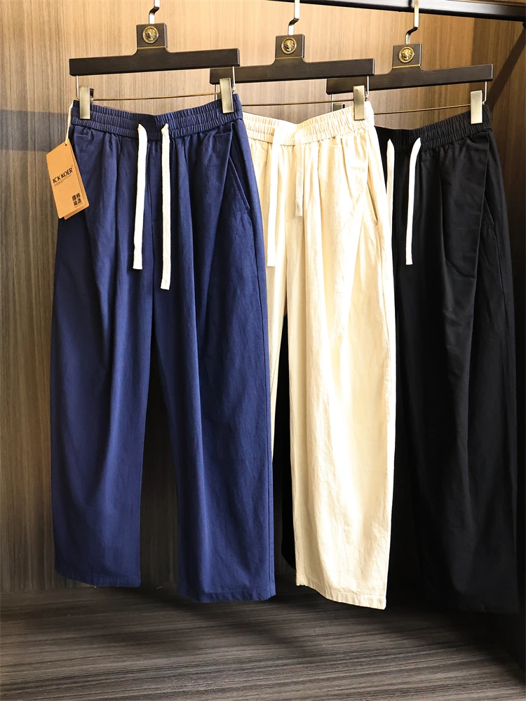 

Мужские повседневные брюки из хлопка с эффектом похудения, прямые брюки, дышащие, удобные, модная осенняя одежда, свободная посадка в городском стиле