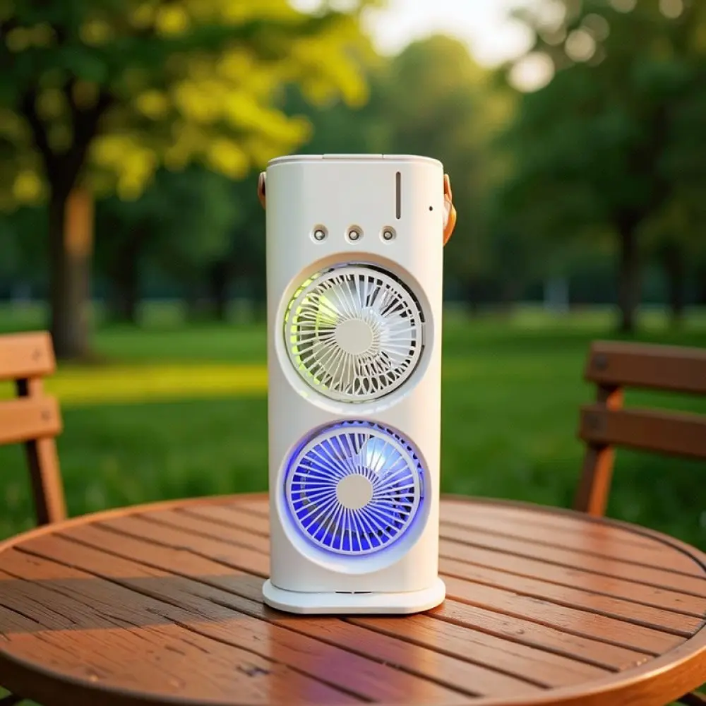 Electric Desktop Mist Fan Dual Head USB Cooler Three Speed Air Cooling Fan For Home Office Desktop Airflow Circulation Device