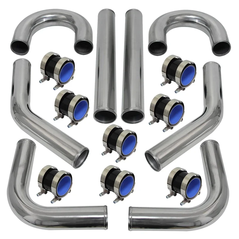 

8PCS 2.36inch 60mm OD Aluminum Universal Intercooler Turbo Piping Kit + T-Clamps