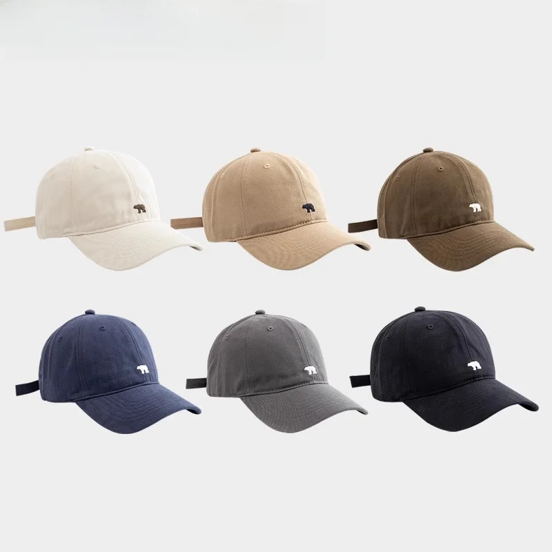 monstar-wide-brim-baseball-cap-polar-bear-trendy-men's-hat-face-slimming-casual-cotton-cap-for-teens-and-adults