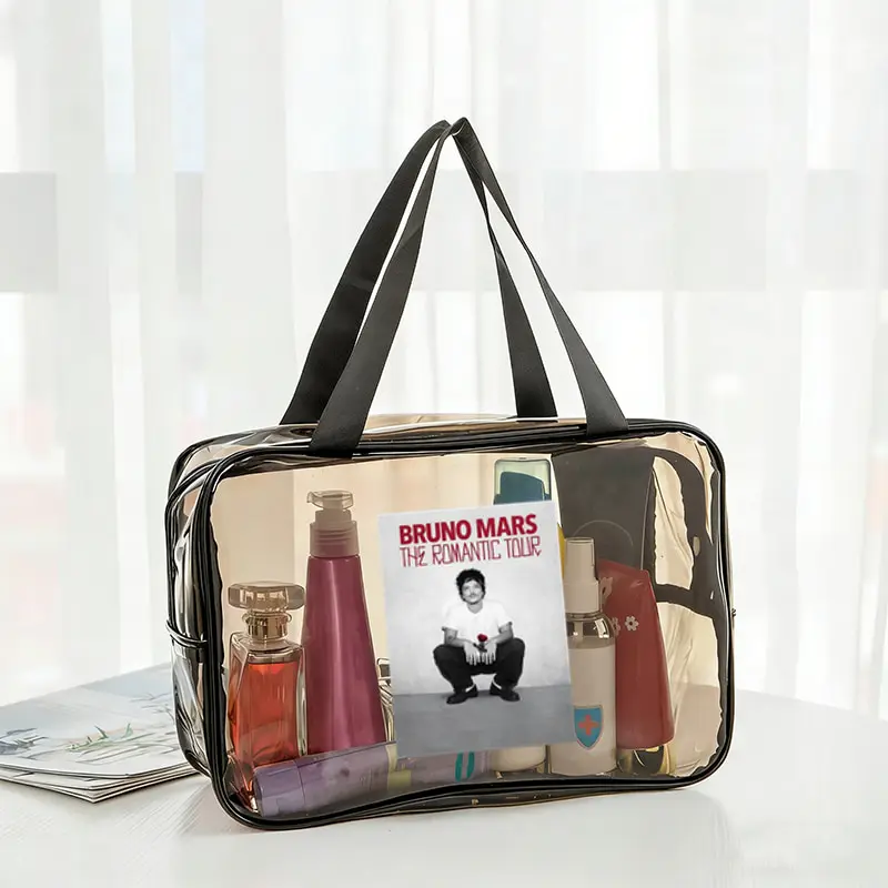 Pvc Handheld Toilet Bag Bruno Mars World Tour 2026 Transparent Waterproof Vacation Beach Bags Fashion Makeup Bag Fan Gifts