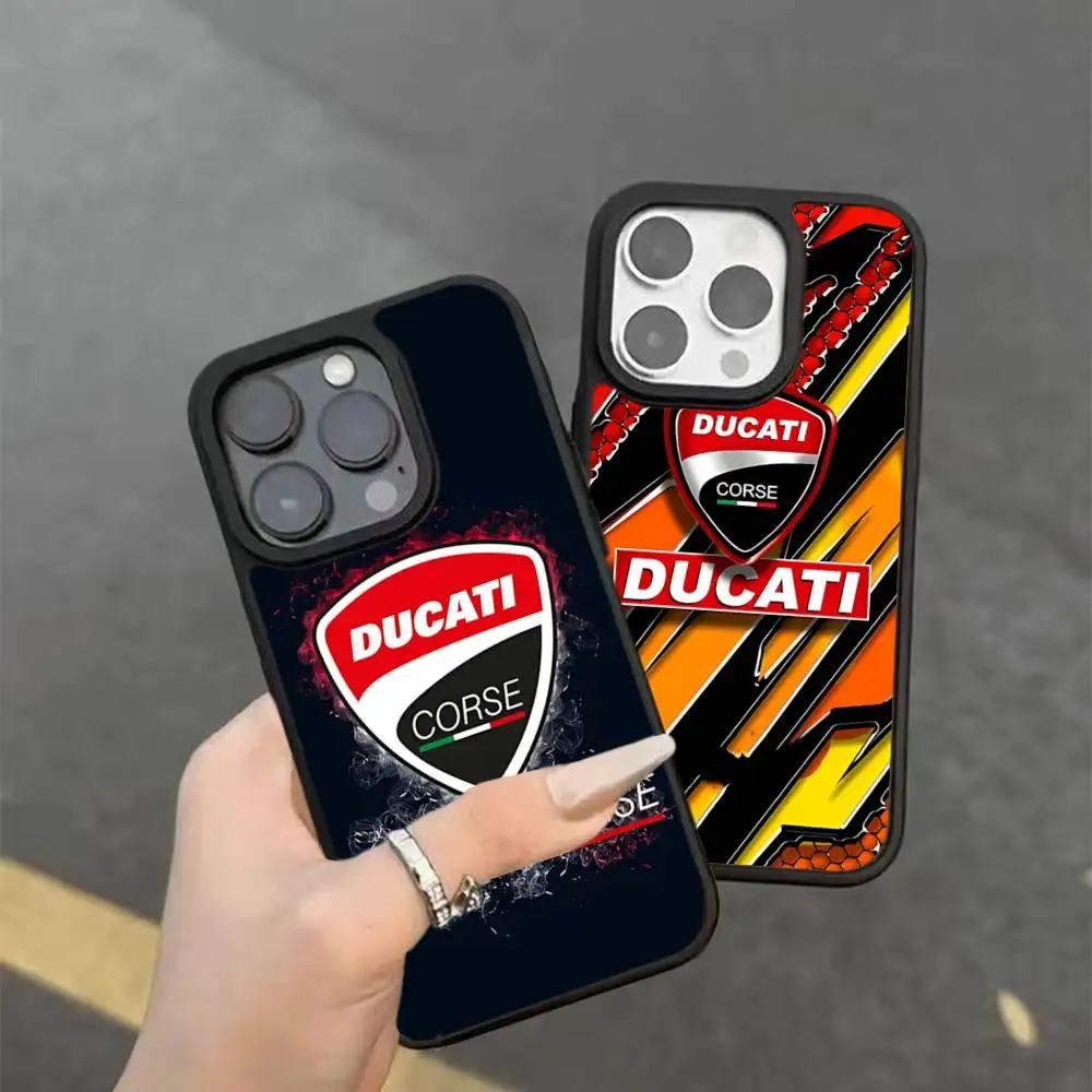 1pc Cool Racing D-D-Ducaties Motorcycle Logo PC+TPU Protective Phone Case For IPhone 17 16 Pro Max 15 Plus 14 13 12 11 Cover