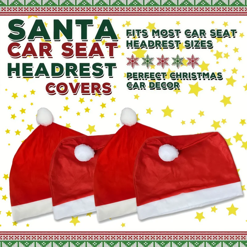 Ultimate Christmas Car Seat Covers with Headrest Covers Hats Decoration Supplies for Scene Setup Holiday Party Vehicle Interior