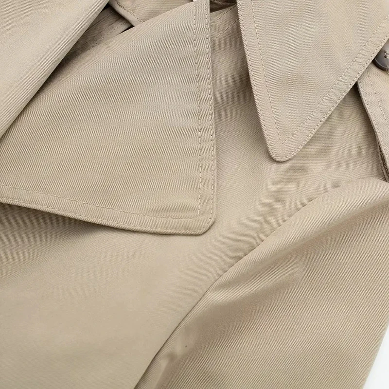 جديد 2025 معاطف نسائية ذات ياقة مقلوبة وحزام مزدوج الصدر للنساء معاطف فضفاضة للخريف بأكمام طويلة #5