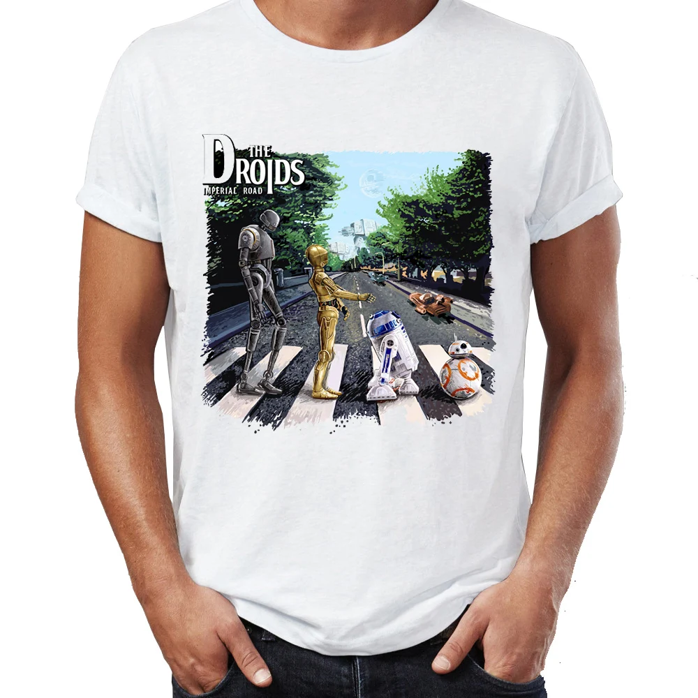 Совершенно новые мужские футболки из 100% хлопка Driod Imperial Road Abby Road R2D2 C3PO Game Awesome Artwork Футболки с принтом Футболка большого размера