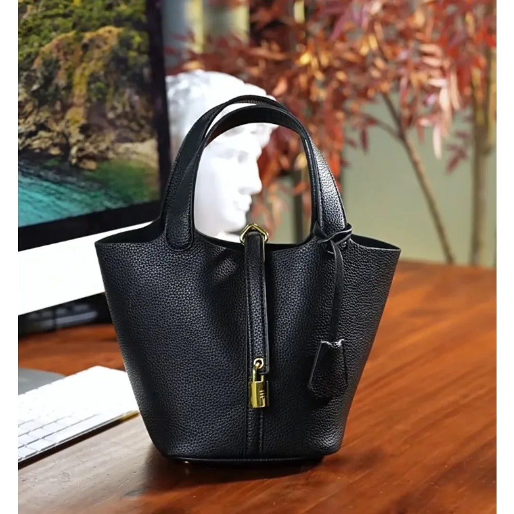 

Сумка-ведро Текстурированная сумка-ведро с внутренней сумкой, верхней ручкой и застежкой на шнурке, стильная сумка для ежедневного использования и покупок