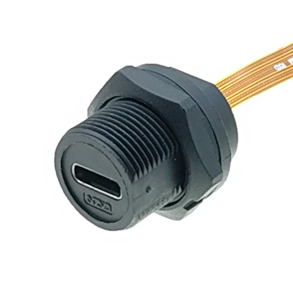 1PCS Type-C Threaded Snap FPC Waterproof Plug IP67 IP68 Data Connector USB3.1  Male Female Plug Socket