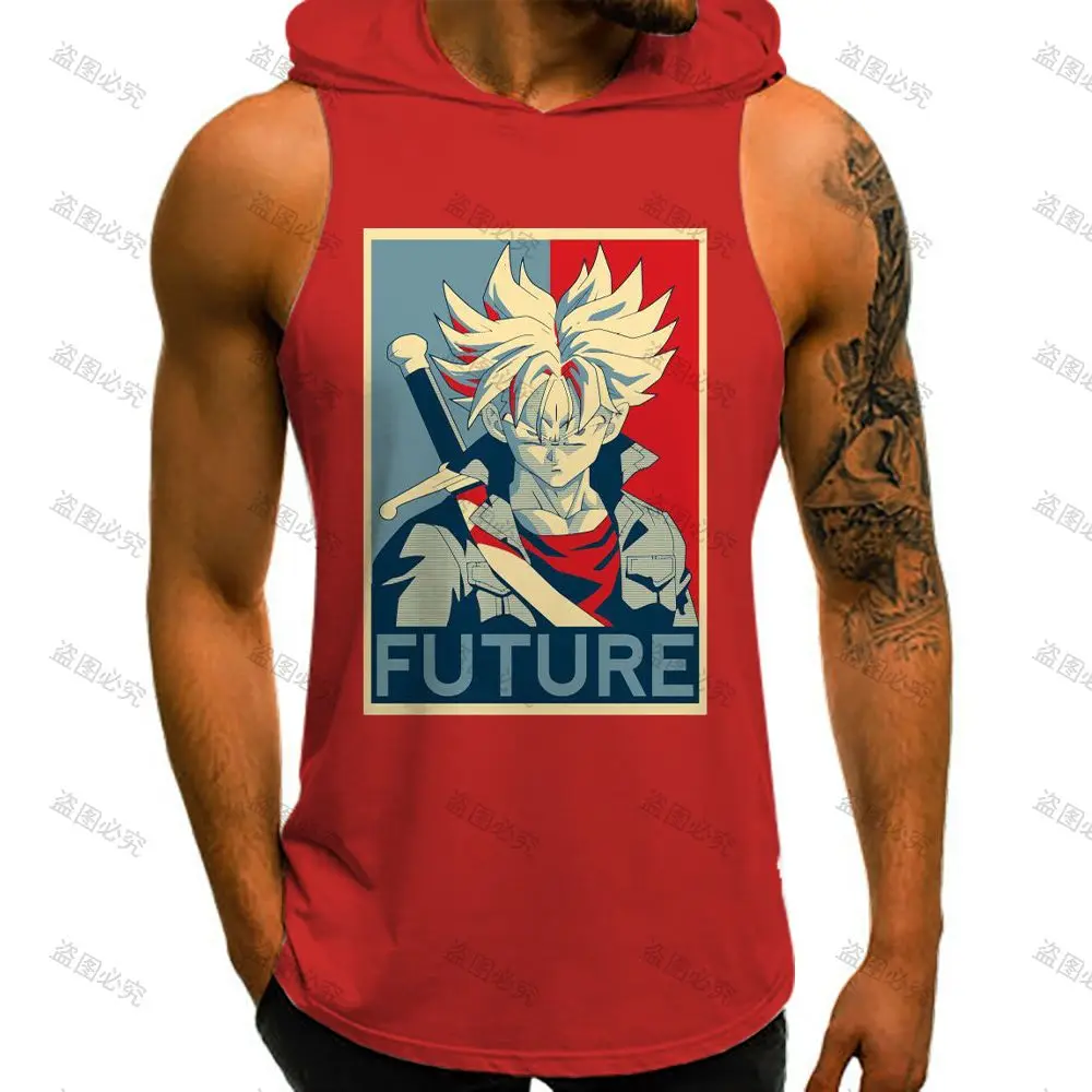 T-shirts Vest With Hood Goku Harajuku Style Dragon Ball Z Bodybuilding Oversized Men's Trend Clothing Super Saiya Fashion Gym