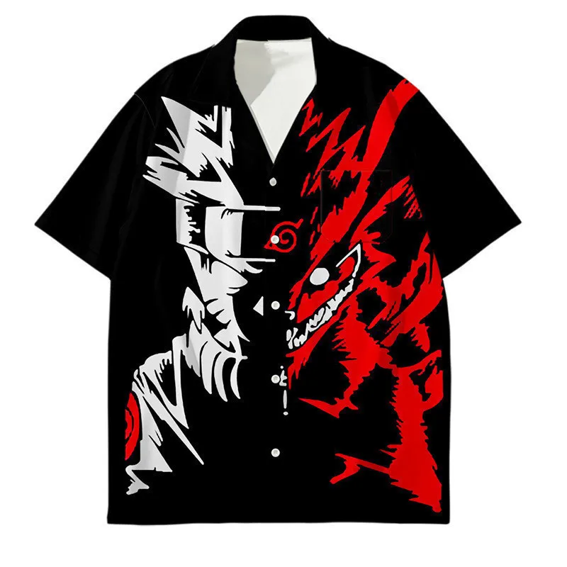 Shirts For Men Japanese Anime 3d Digital Printed Short Sleeved Shirt Cosplay Surrounding Fashion Button Up Casual Blouse