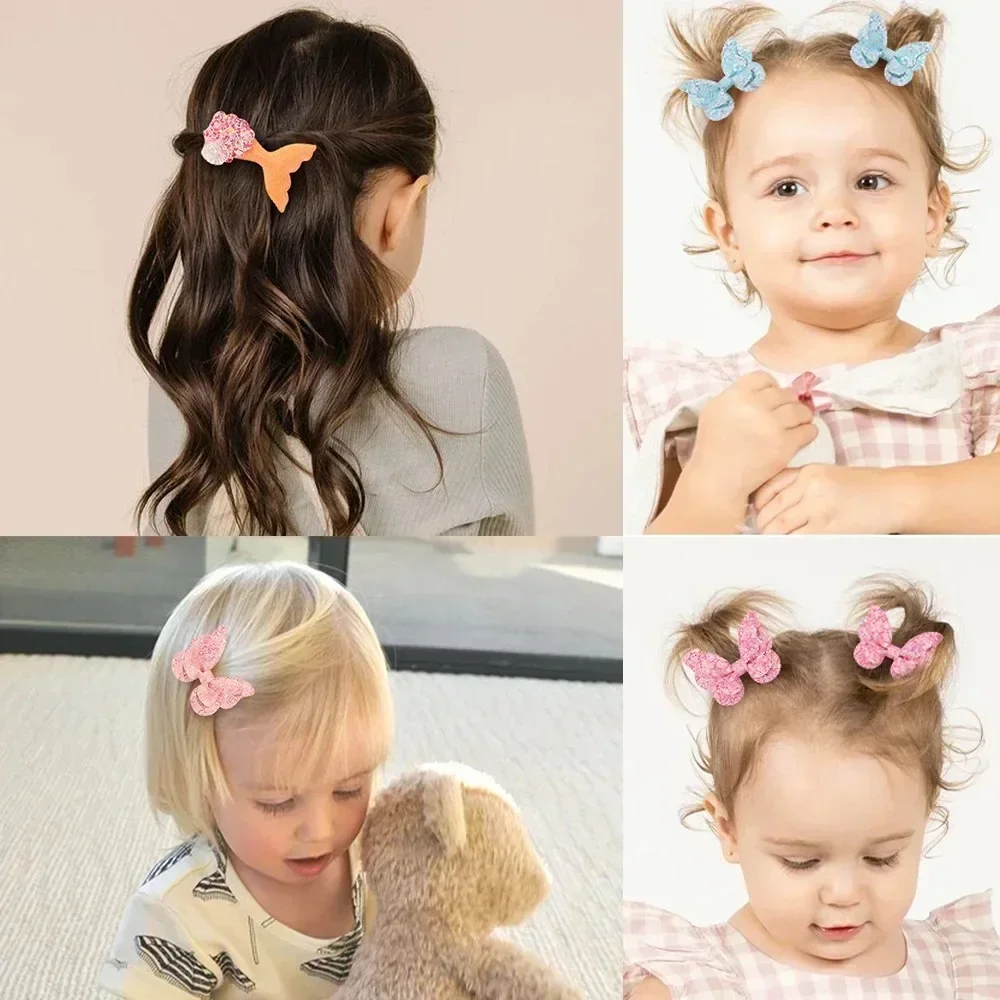 1Set Fresh Hair Clip Set Flower Printe Sweet Butterfly Hairpins Children BB Hair Bangs Clips Barrettes Girl Headwear Accessories