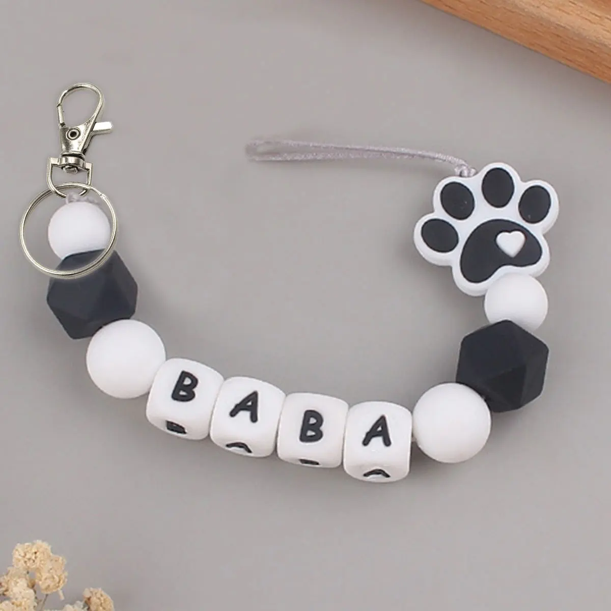 Personalized Dog Paw Pattern Colorful Name Keychain