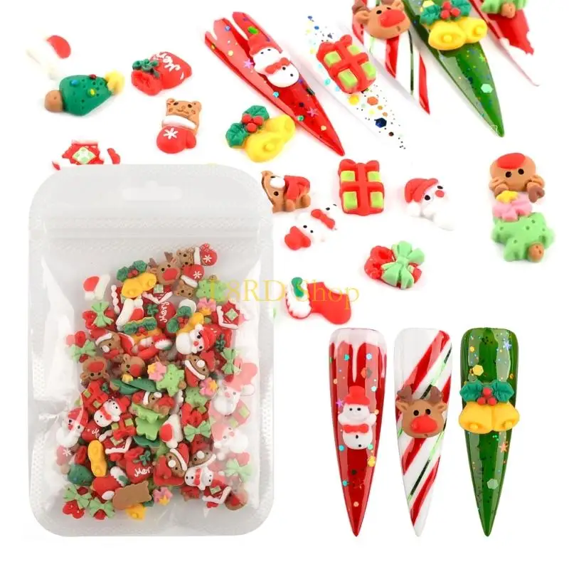 L8RD 1Bag Resin Christmas Ornaments Resin Nails Art DIY Craft Playful Art
