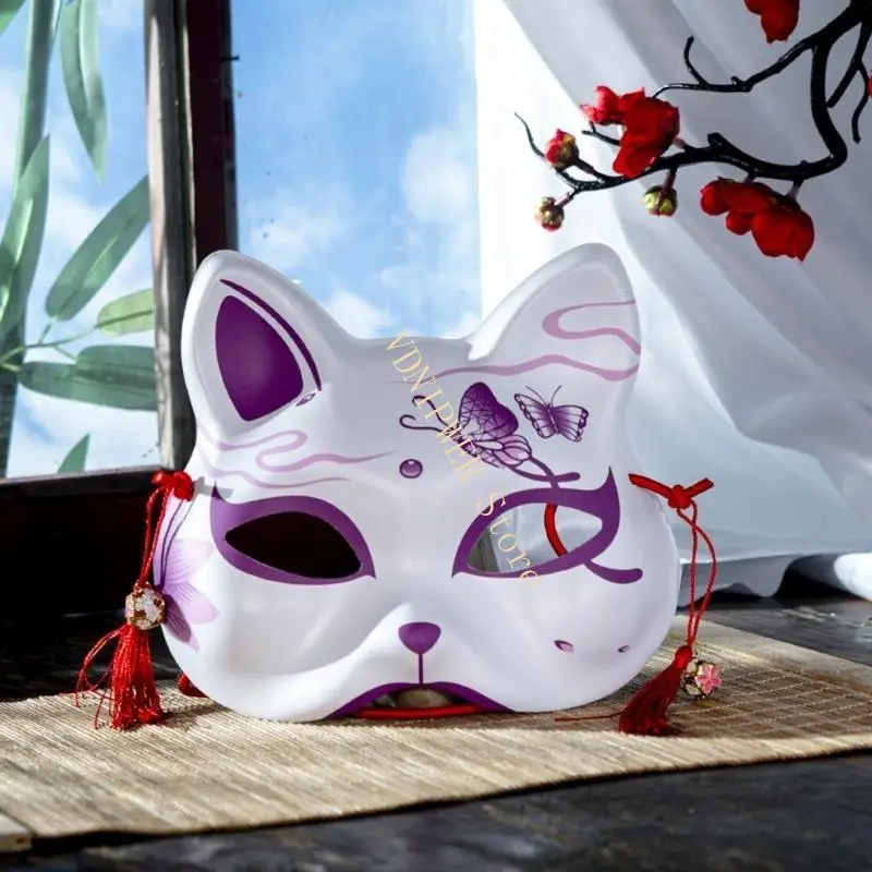 Máscara zorros pintados a mano Halloween Animal Mask Accessory para hombres Mujeres D08E