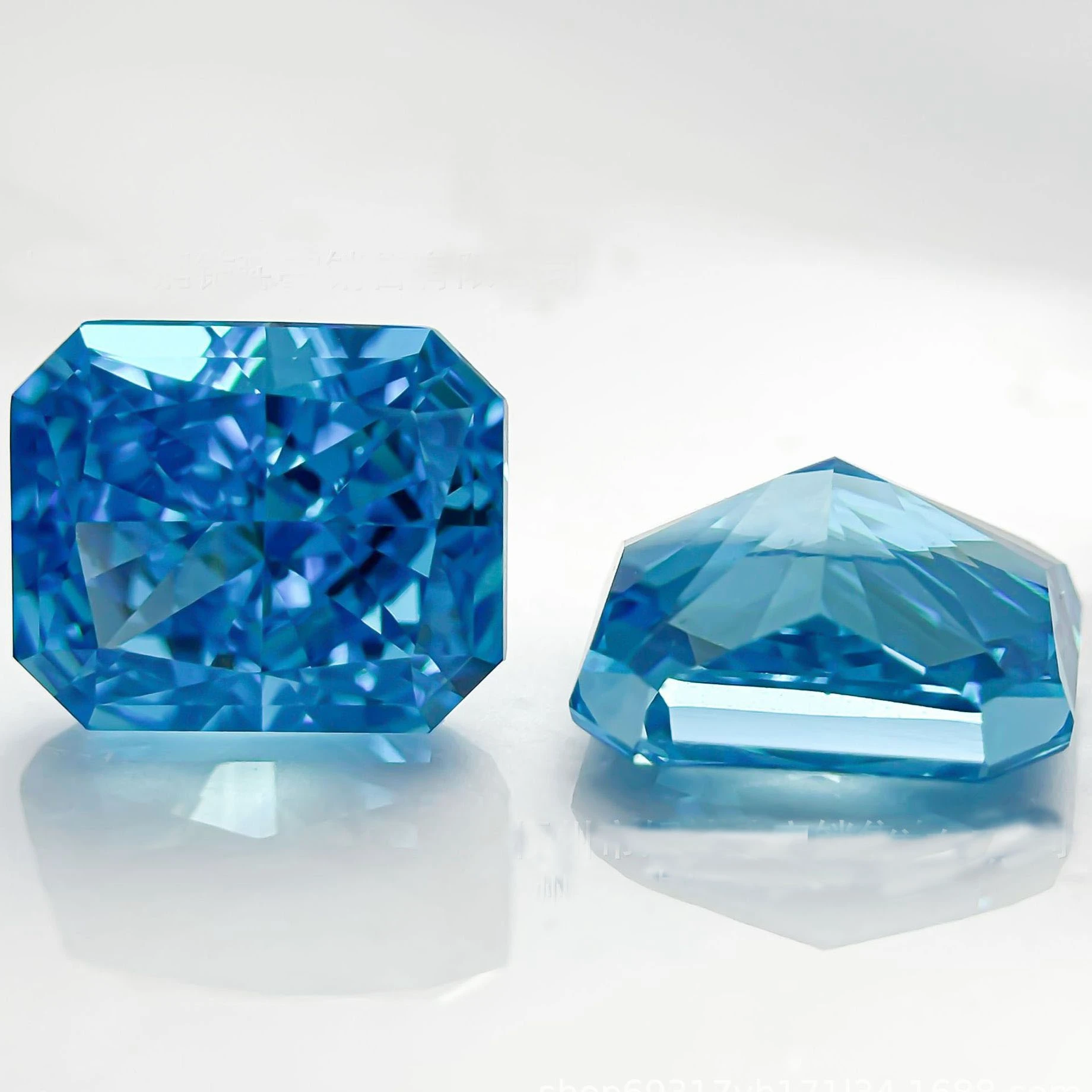 2 قطعة/الوحدة مستطيل قطع الجليد عالية الكربون الماس الاصطناعية مكعب زركونيا الزبرجد #1