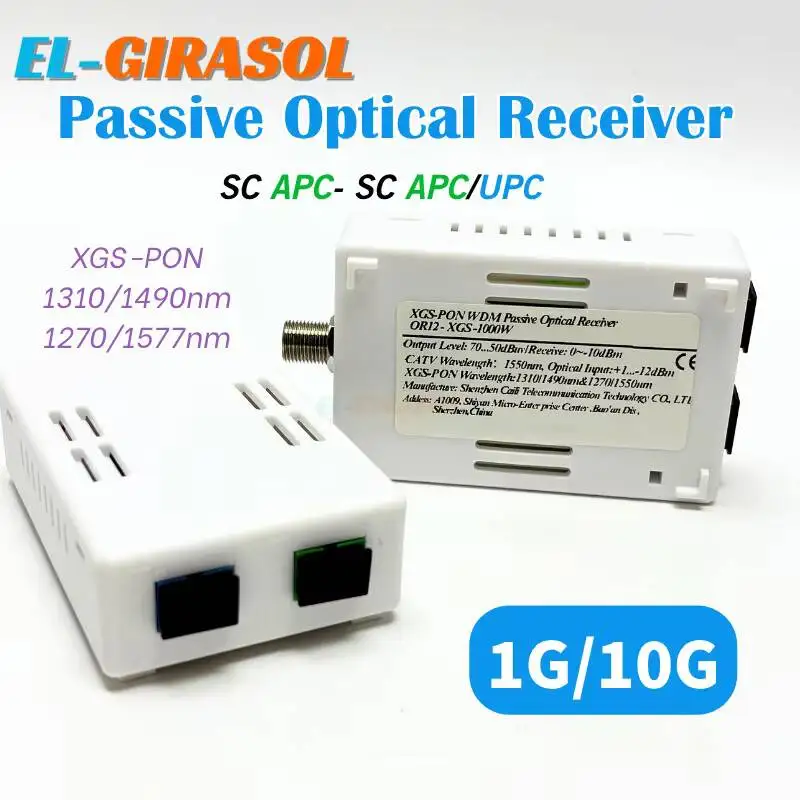 1G & 10G XGS-PON Passive WDM CATV Optical Receiver SC APC Input SC UPC Output Passive Fiber Signal Receiver FTTX FTTH