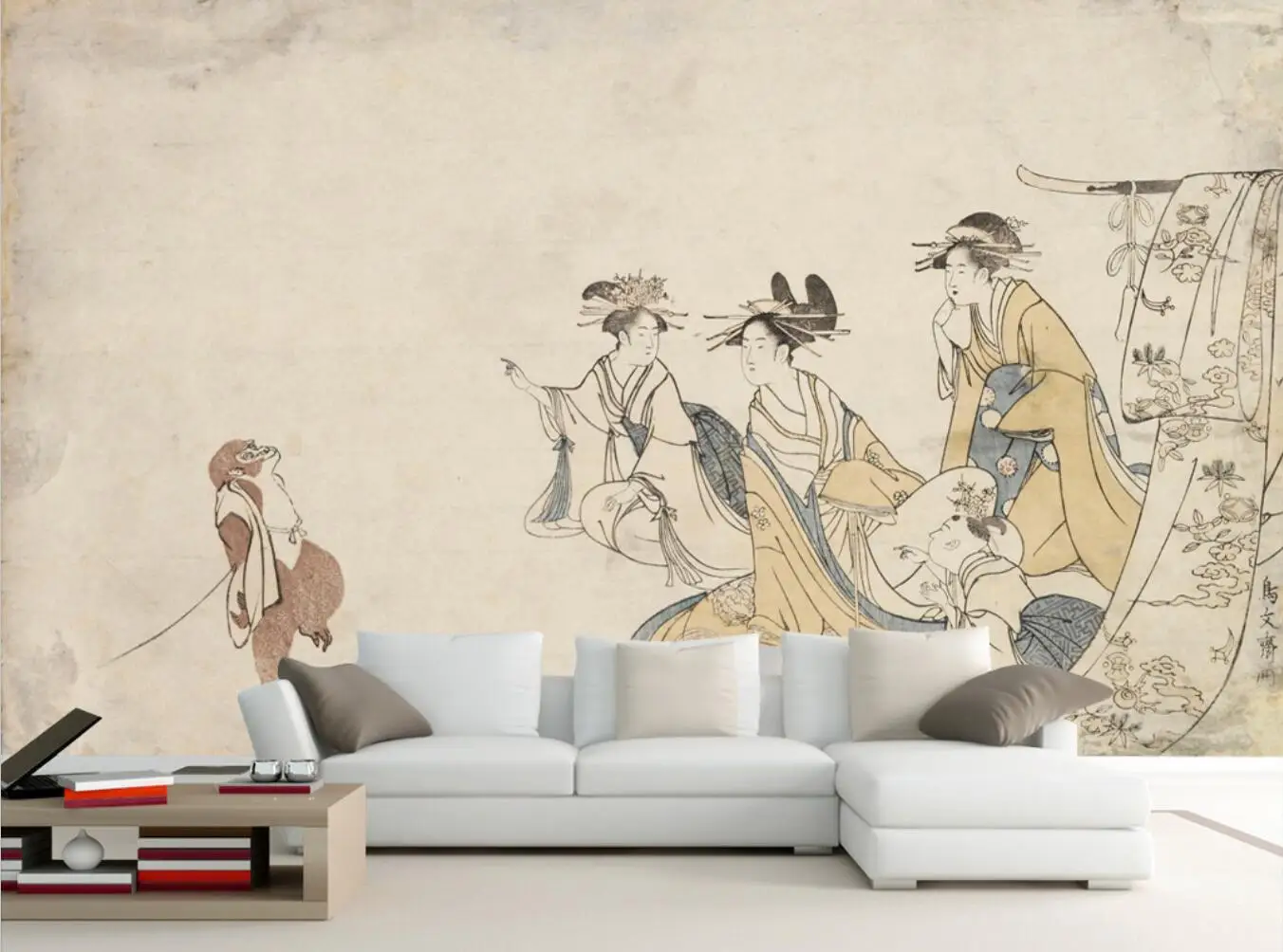 Personalizado japonês antigo pintura quimono beleza papel de parede moderno papéis de parede para sala estar sofá tv fundo mural