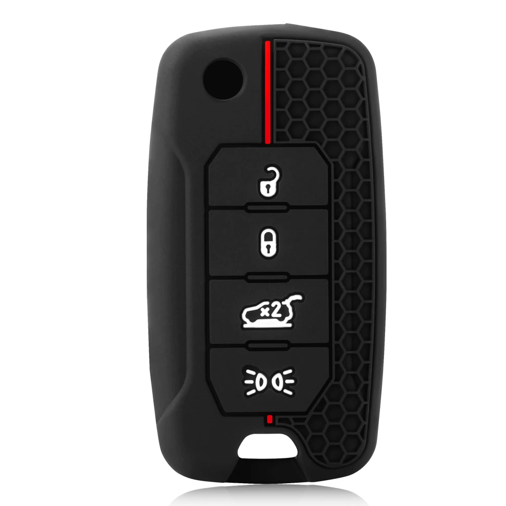 Neue Silikon-Klappschlüsselhülle für Jeep Renegade Compass 2016 2019 2020 2021, 4 Tasten, geschütztes Flip-Schlüsselanhänger-Zubehör