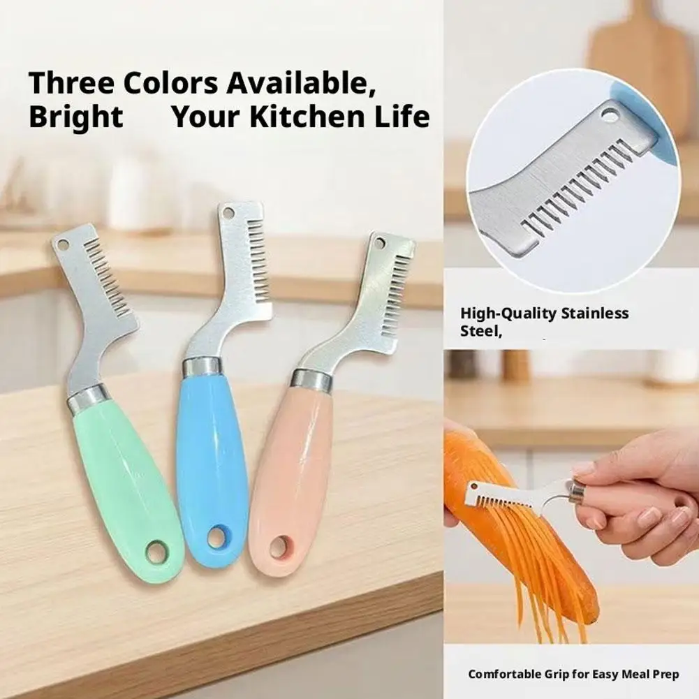 Professional Scallion Slicer Green Onion Cutter with Curved Design Stainless Steel Blades Wooden Handle Kitchen Cooking Tools