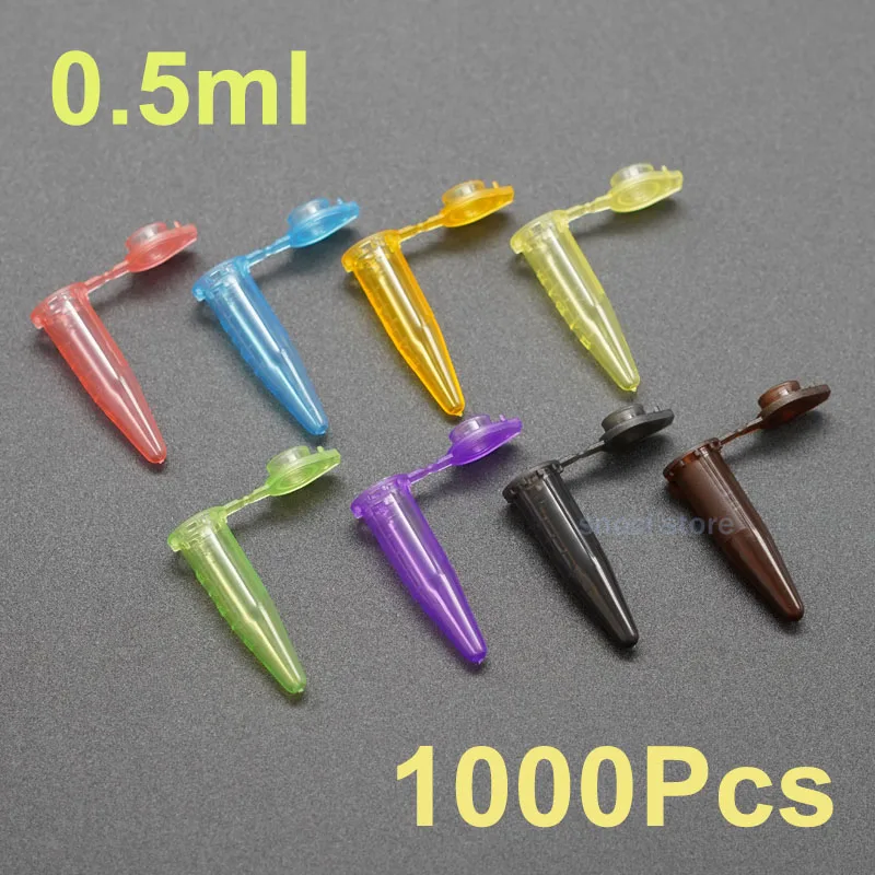 

0,5 мл пластиковая прозрачная мини-пробирка центрифужная пробирка красочный контейнер научные лабораторные тестовые аксессуары, 1000 шт.