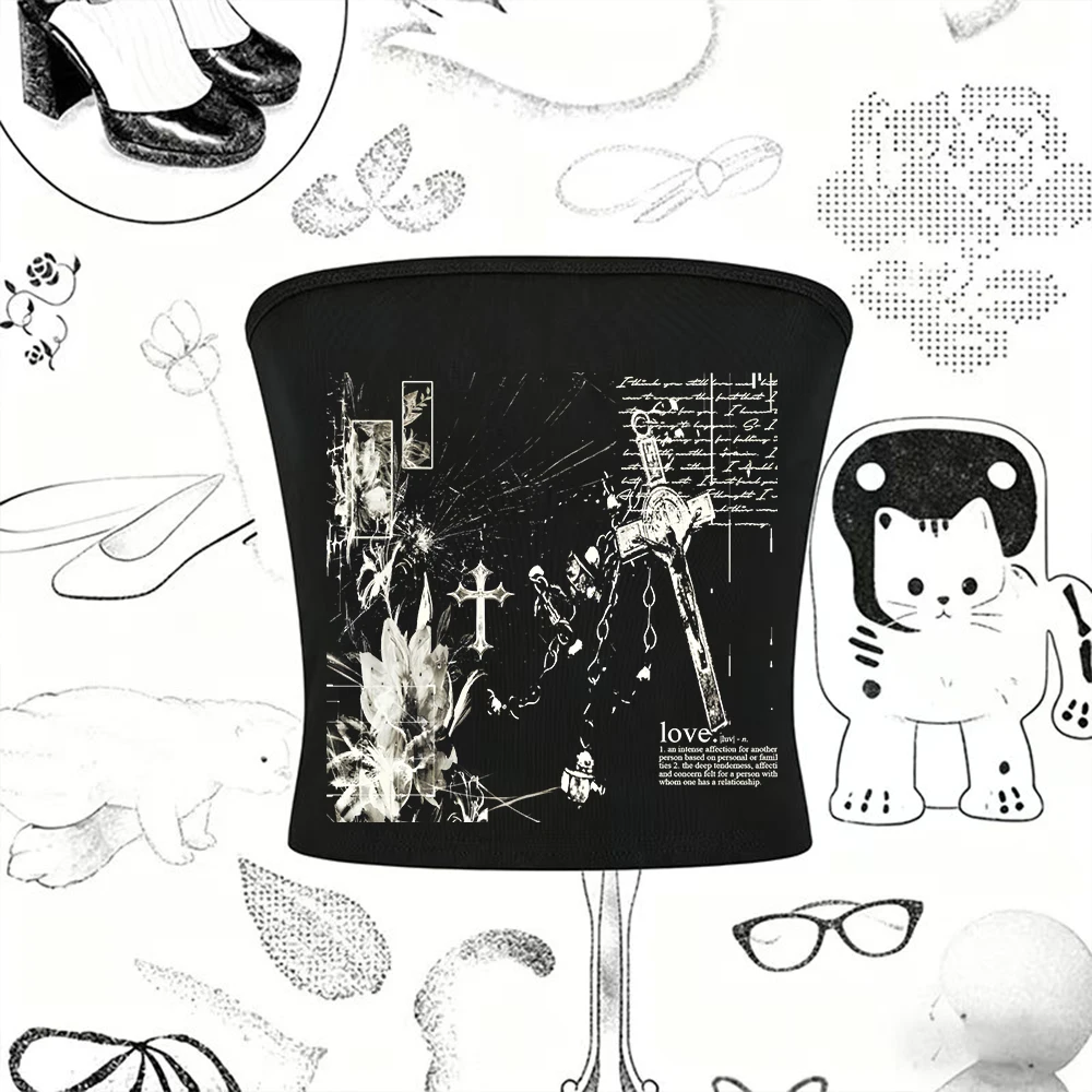 Y2k Vintage Punk Printing Graphic Women Vest Streetwear Gothic Harajuku Women Clothing Tank Tops Y2k Style Baby Tank Summer