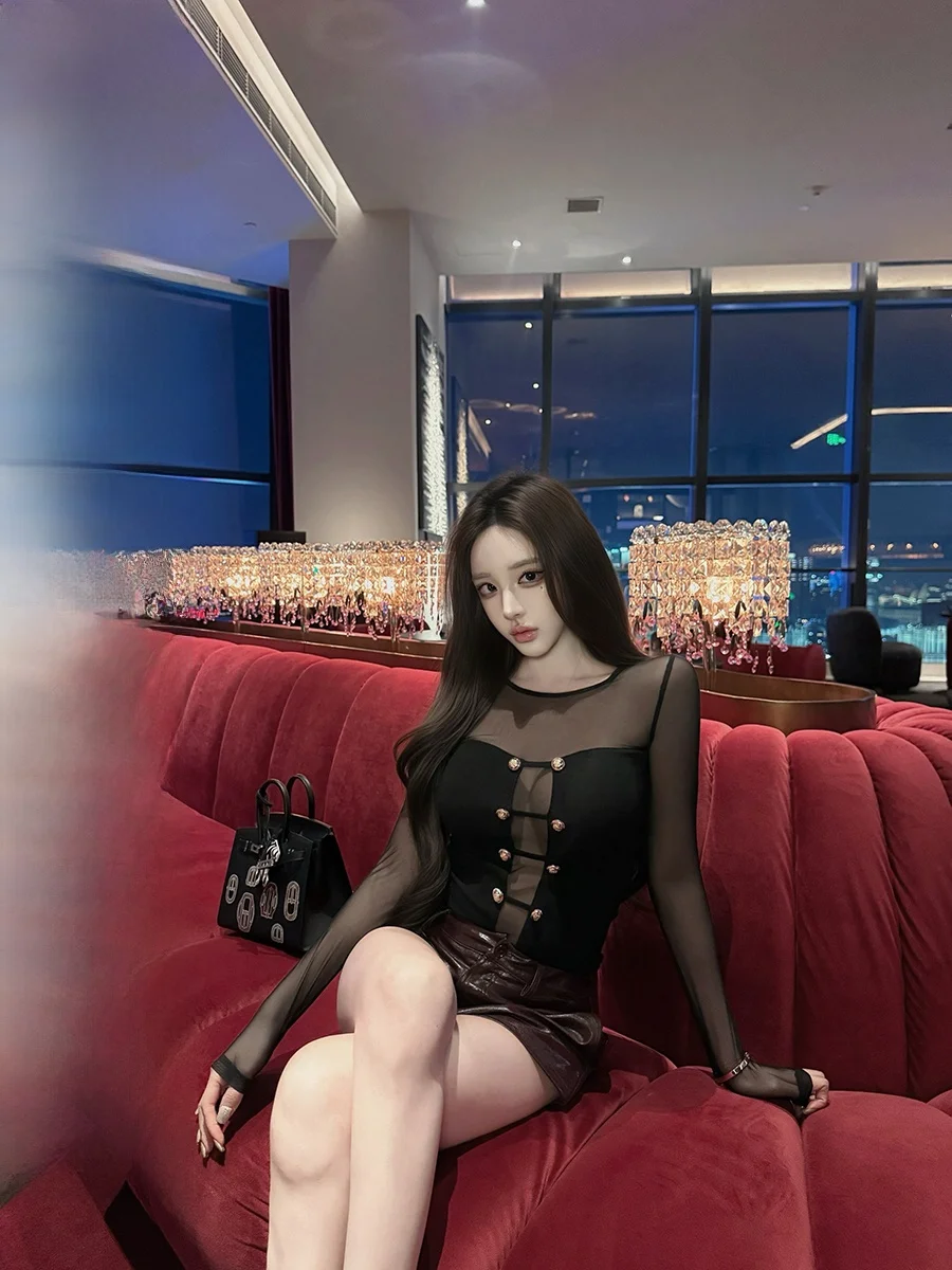 

Женская модная зимняя блузка Bla Sexy Me с эффектом похудения, с кружевными вставками, длинным рукавом и V-образным вырезом, в стиле «Мист Лорел Долл Фейс»