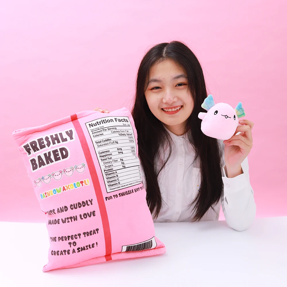 لطيف Axolotl وجبة خفيفة حقيبة وسادة صغيرة Axolotl محشوة الحيوان ألعاب من نسيج مخملي Kawaii لينة Plushies للأطفال والكبار