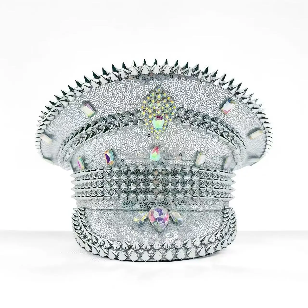 

Steampunk Captain Hat Rhinestone for Carnival, Mardi Gras, Vintage Military Accessories & Cap for Men & Women