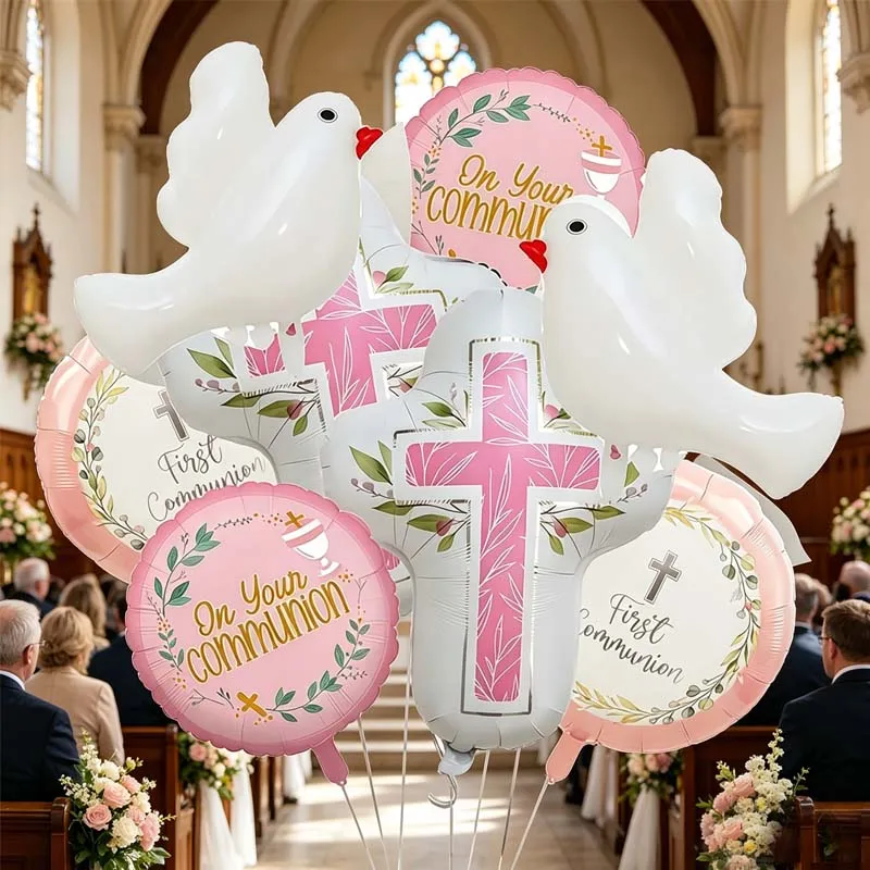 8-Piece Baby Baptism Set, Party Balloons, Birthday Decorations, Birthday Balloons, Suitable for Baptism Ceremonies, Baptism Parties, Celebrations, Family Celebrations, Holiday Decorations, and Anniversary Decorations