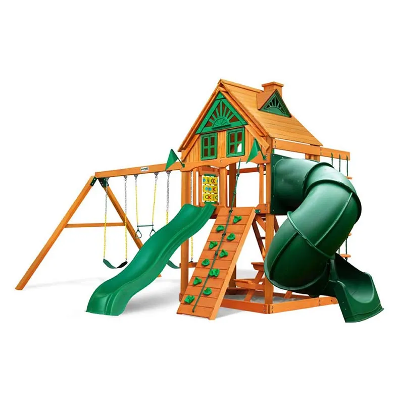 CE Certified Children Wood Outdside Playhouse Wooden Playground Equipment Supply Outdoor Garden  Swing Sets Play Ground for Kids