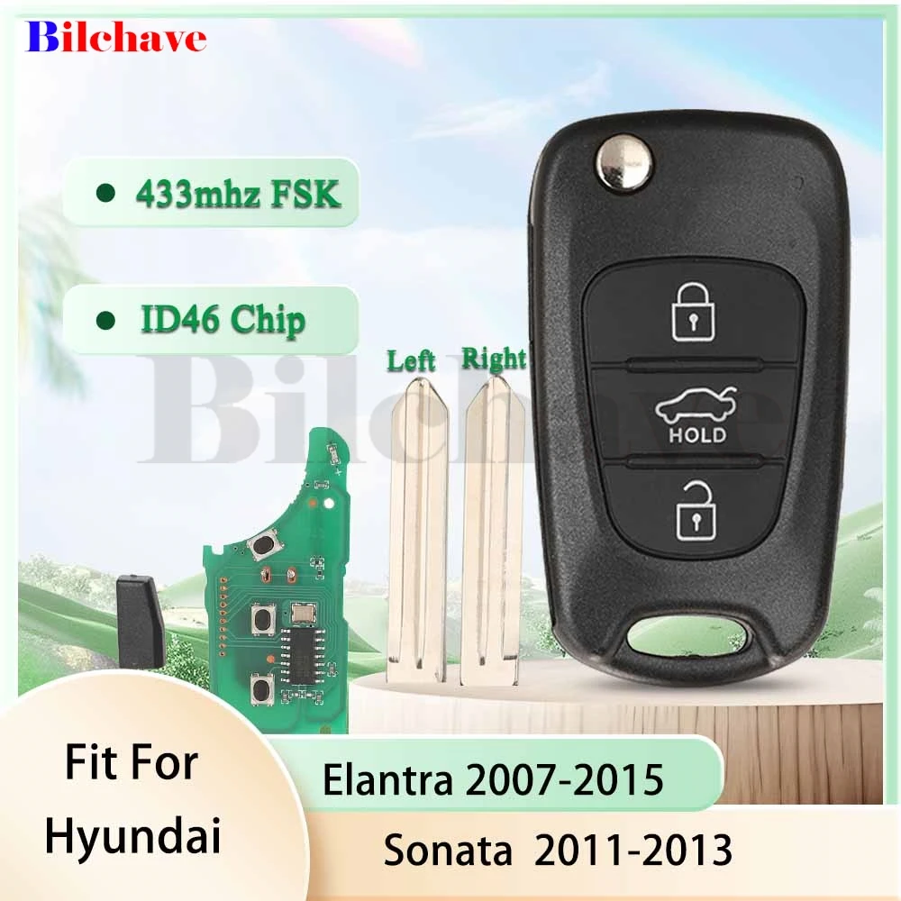 

Jingyuqin 433 МГц FSK ID46 чип дистанционный ключ от машины для Hyundai Elantra 2007-2015 Sonata 2011-2013 откидной брелок управления 3 кнопки
