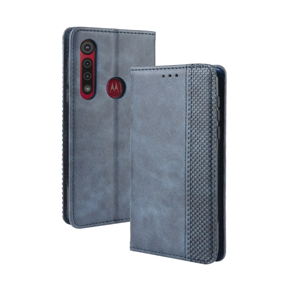 

Flip Retro Style Leather Magnetic Closure Phone Cover For Motorola One Vision Plus 6.3 inch Wallet Fall prevention Phone Case