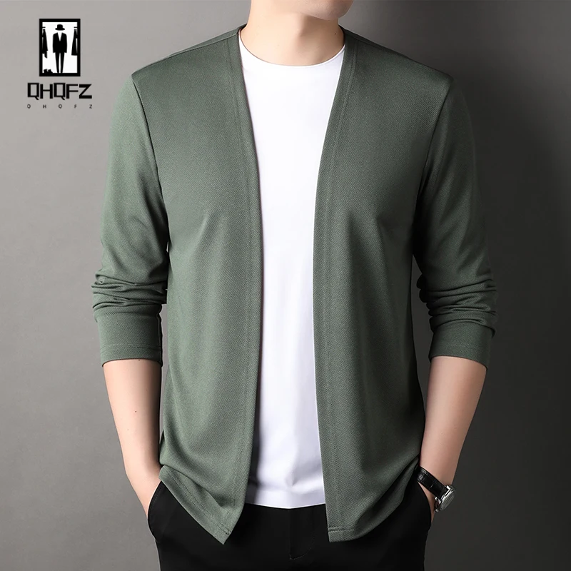 Cárdigan de manga larga para hombre, chaqueta informal, Top de moda, nuevo