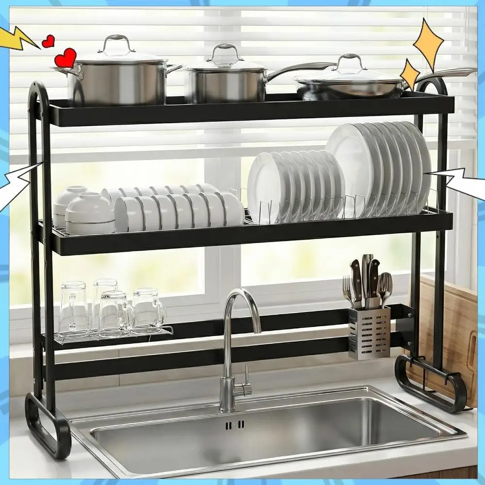 

Сушилка для посуды над раковиной из нержавеющей стали, устойчивая к ржавчине, многофункциональный органайзер для хранения на кухне для домашнего использования