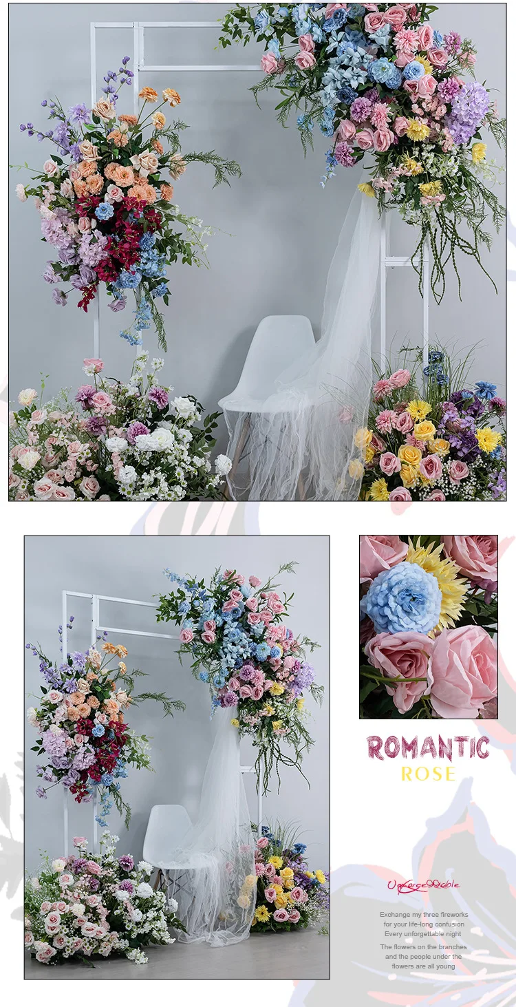 Künstliche Morandi-Farbige Blumenkugel für Hochzeitsbühnen, KT-Board-Hintergrundwand, Blumendekoration, Kunstblumen für Events und Partys, Großhandel – Detail 7