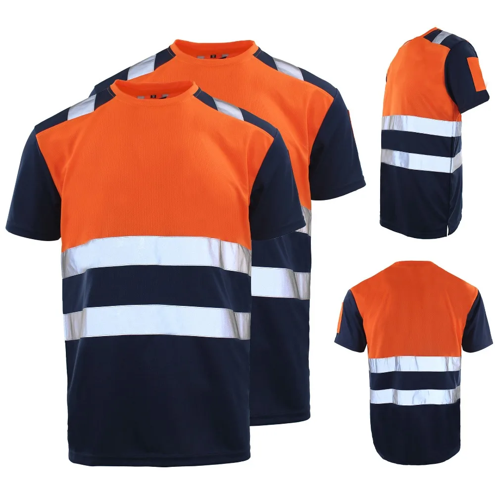 High Visibility Safety Work Shirts Summer Breathable Work T Shirt Reflective T-shirt Quick Dry Hi Vis Shirts Large S-3XL