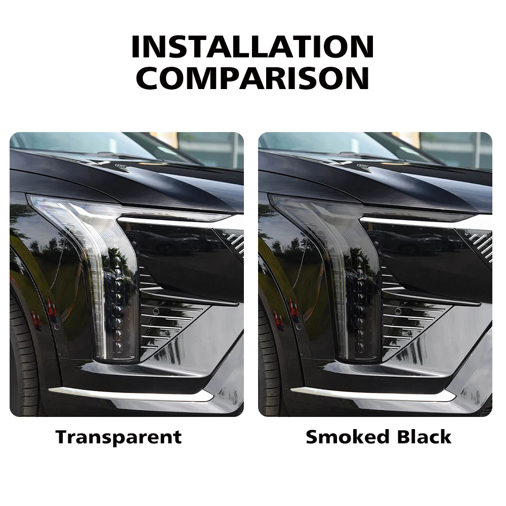 Premium TPU PPF for Cadillac OPTIQ 2025-2026 High-Gloss Smoke Black Pre-Cut Headlight Cover Anti-Scratch Protective Vinyl Kit view 4