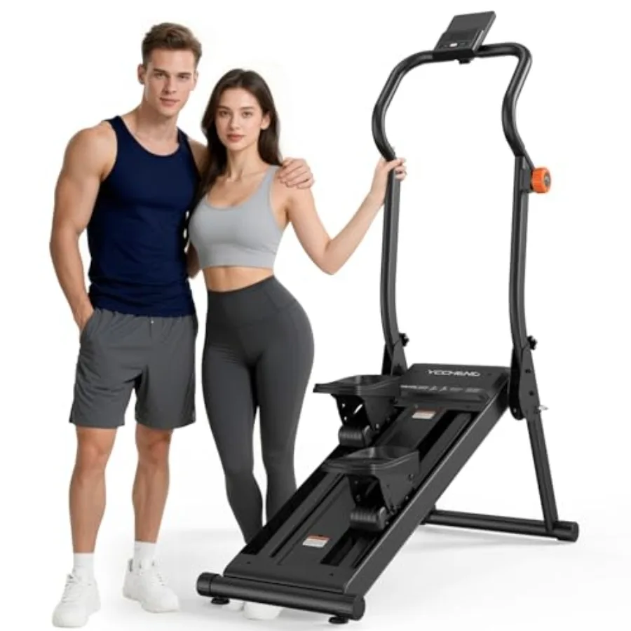 

Foldable Magnetic Stair Stepper with 8-Level Adjustable Resistance and LED Screen for Home Gym 350LBS Ccity Black