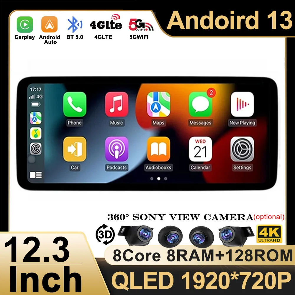 

12.3 Inch Android 13 Wireless CarPlay For Mercedes Benz C Class W205 2014 - 2018 Car Radio Multimedia Navigation GPS DSP 4G WiFi