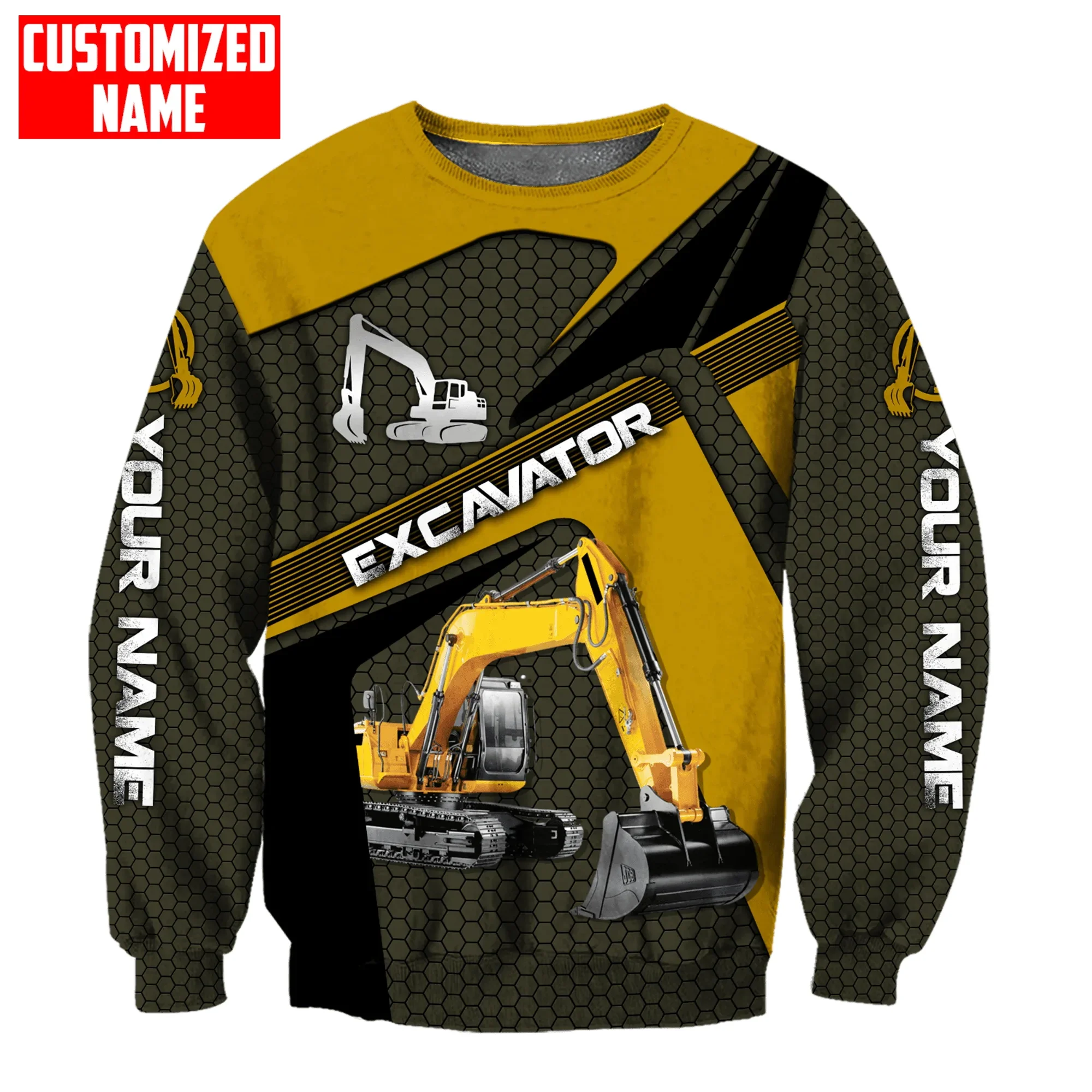 Personalized Excavator Heavy Equipment 3D All Over Printed Mens Hoodie Unisex Casual Jacket zip hoodies sudadera hombre MT-100