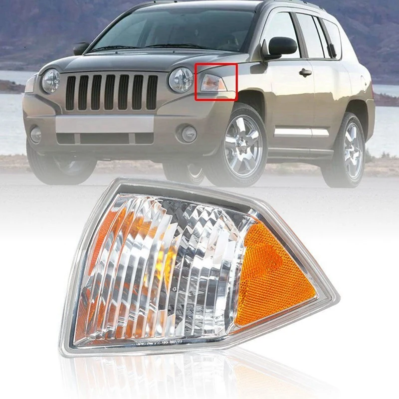 2 PCS Car Side Marker Turn Signal Light Parking Lamp Housing 68000683AB 68000682AB As Shown ABS For Jeep Compass 2007-2010